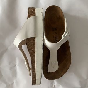 Birkenstock Gizeh White Platform Sandals 39 EUC